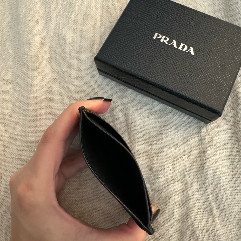 Prada Saffiano Leather Card Holder in Black w Box - Picture 4 of 4